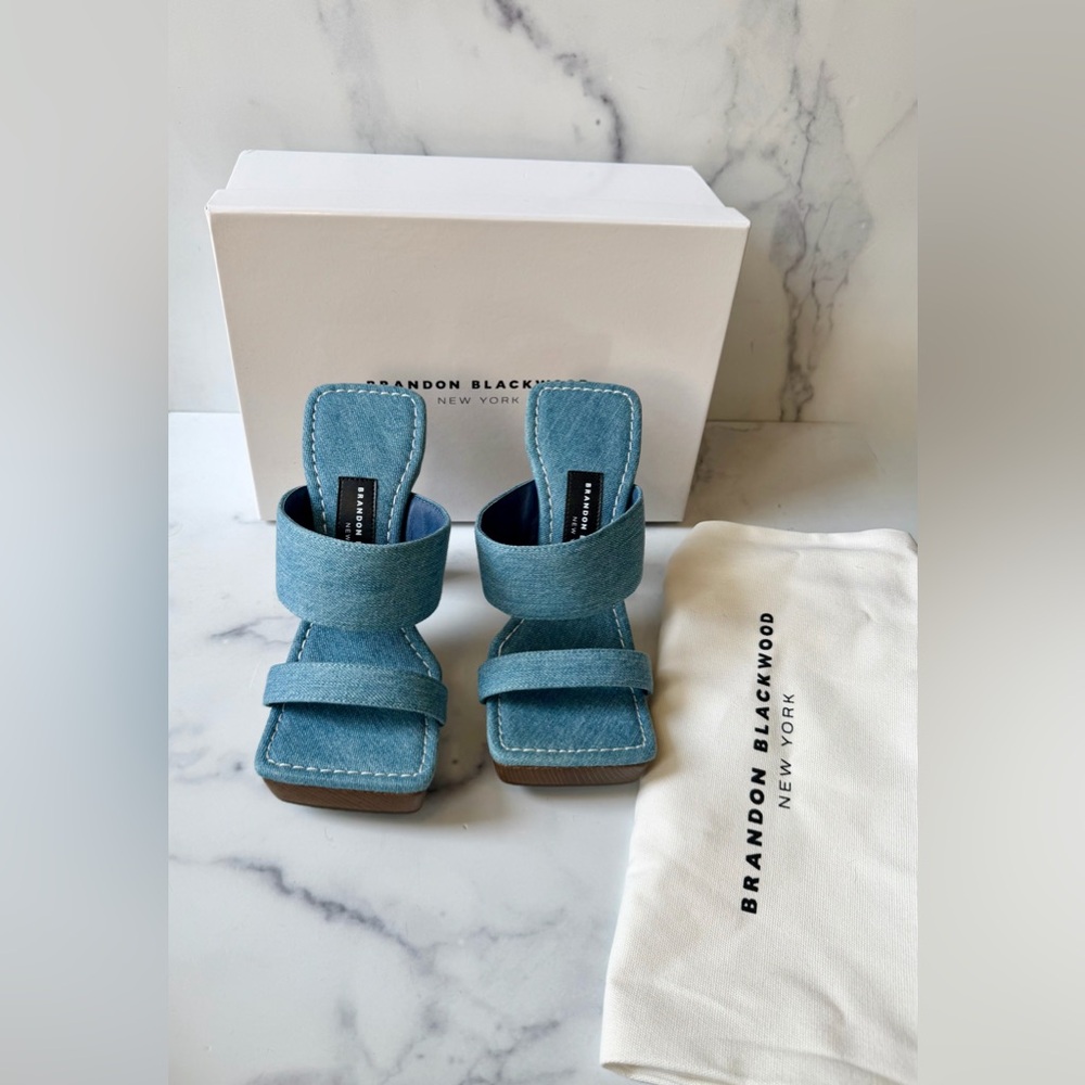Brandon Blackwood Eva Denim Platform Sandals Blue NIB, Size 7, Sold Out - Picture 2 of 8
